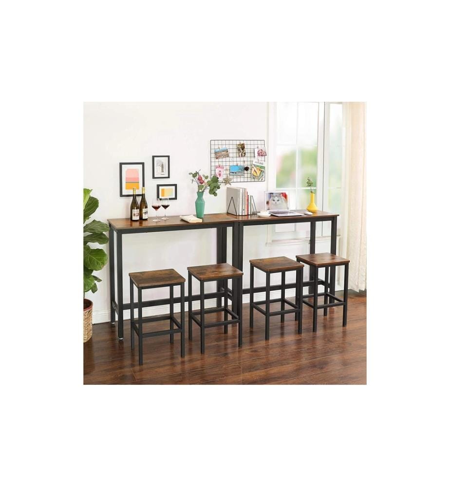 VASAGLE - Bartisch mit Metallgestell 120 x 100 cm, Braun/Schwarz