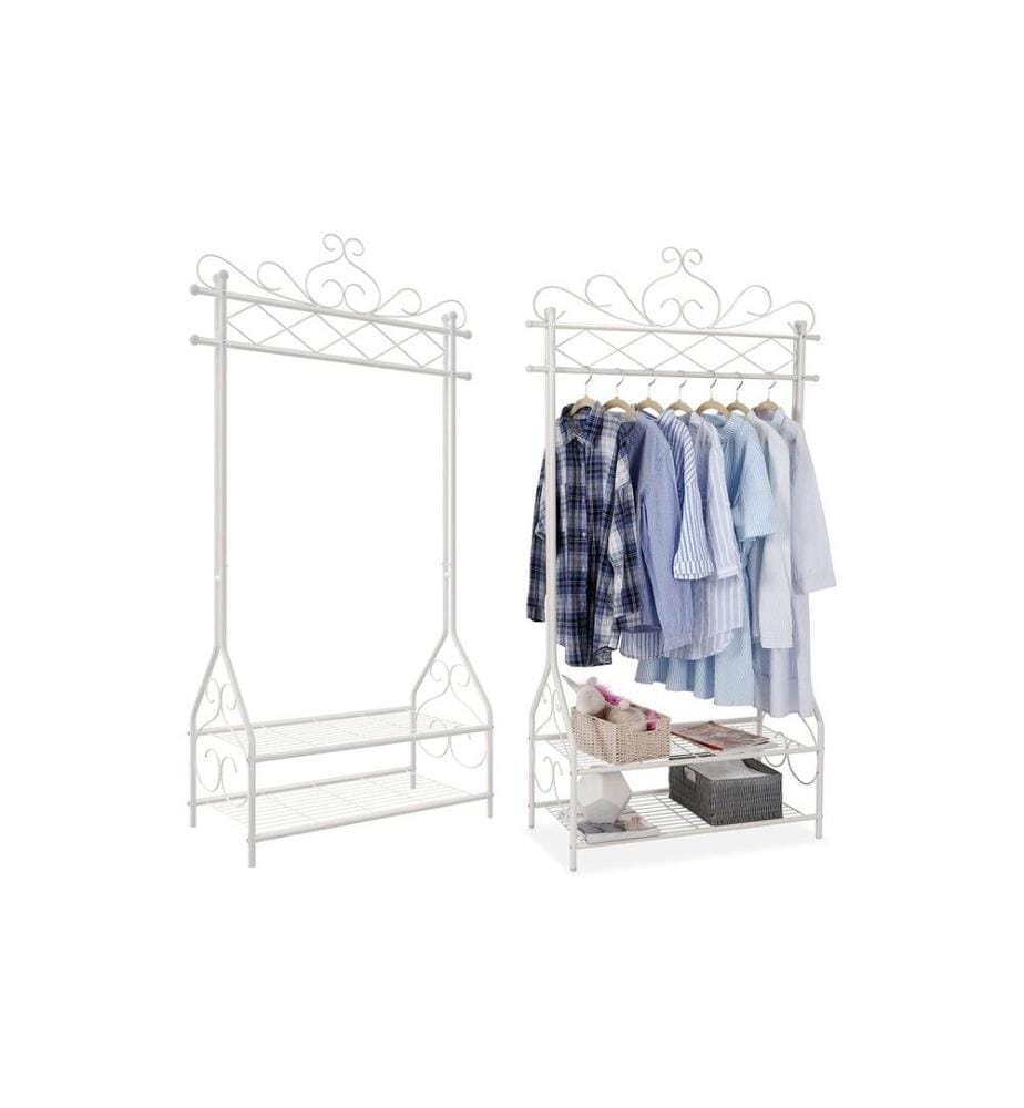 Songmics - Portemanteau avec rangement pour chaussures 92 x 173 x 41 cm, Beige
