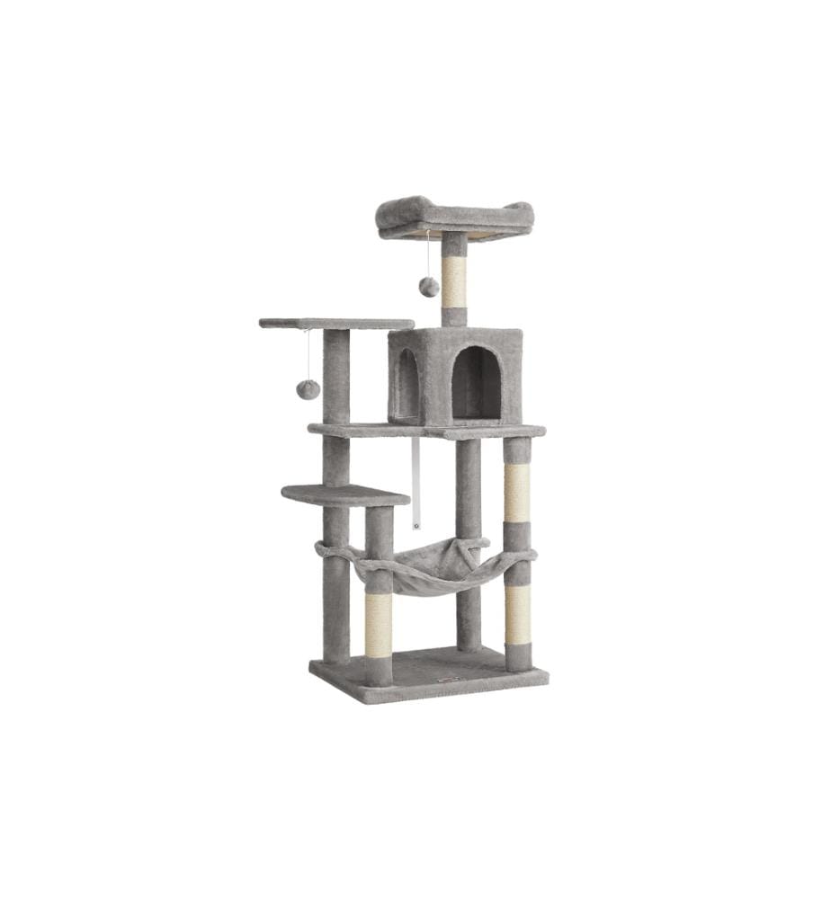 Feandrea - Arbre à chat avec hamac, 143 cm, gris/beige