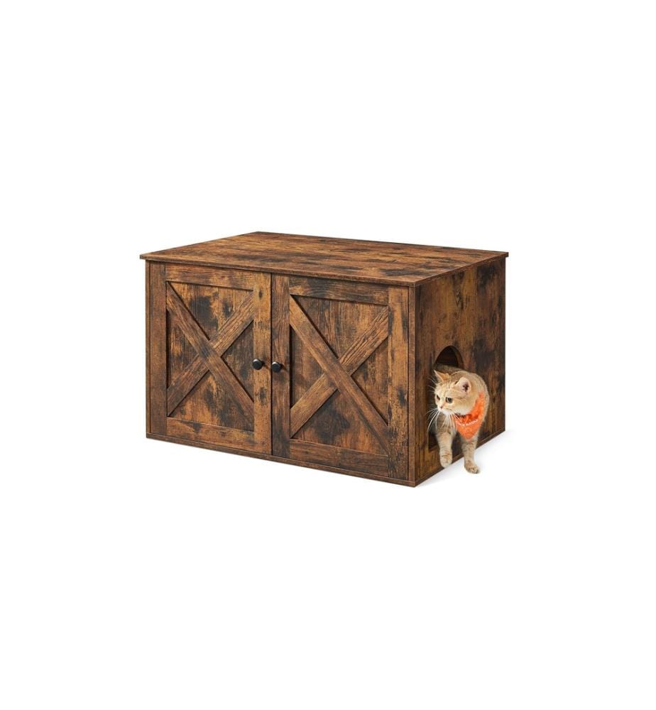 Feandrea - Maisonnette pour chat pour bac à litière, Marron vintage
