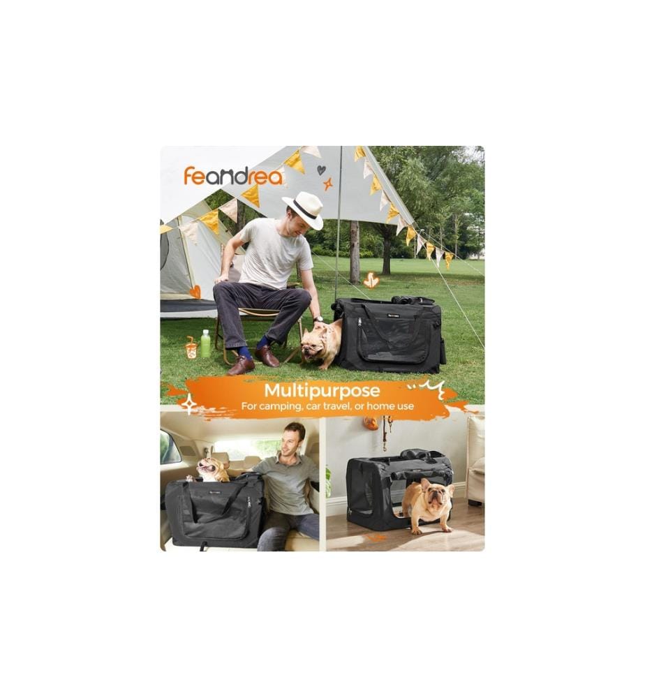 Feandrea - Transportbox Haustier, 60 x 42 x 42 cm, Schwarz