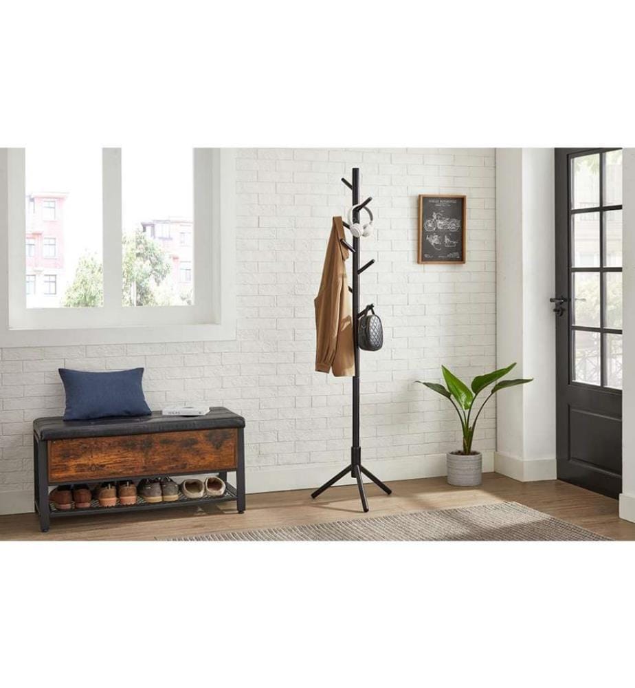 VASAGLE - Porte-manteau avec 8 crochets 175 cm, Noir
