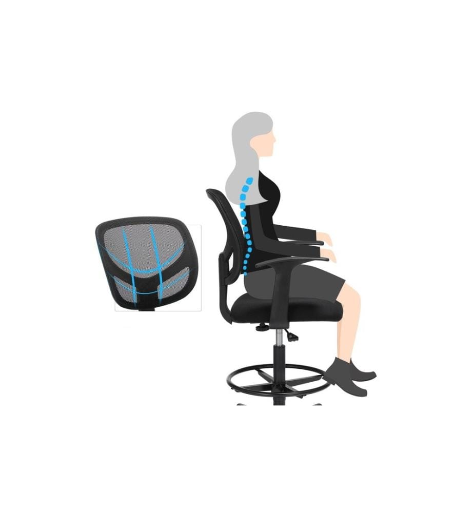 Songmics - Chaise de bureau avec accoudoirs et piétement, noir