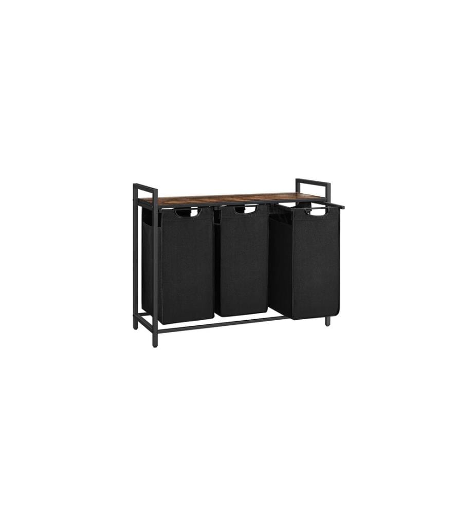 Songmics - Wäschekorb  38 l, Braun/Schwarz