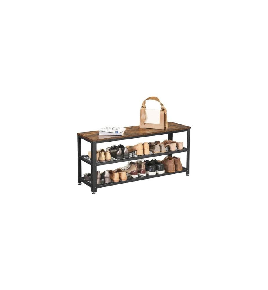 VASAGLE - Schuhregal 100 cm x 30 cm, Braun/Schwarz