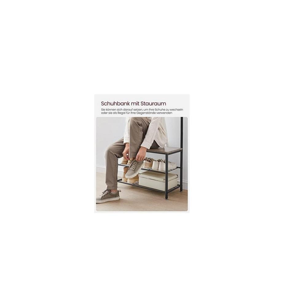 VASAGLE - Garderobe 70 x 175 x 32 cm, Braun/Schwarz