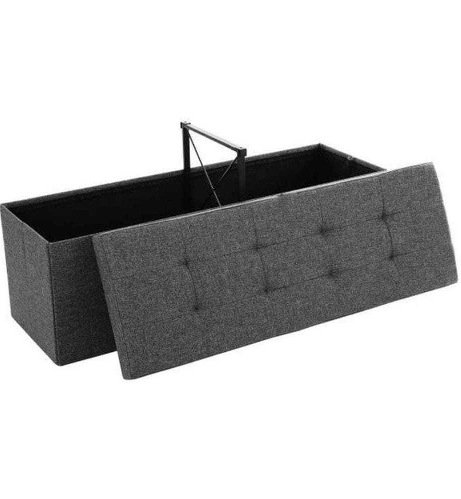 Songmics - Sitztruhe mit Klappdeckel 110 x 38 x 38 cm, Dunkelgrau