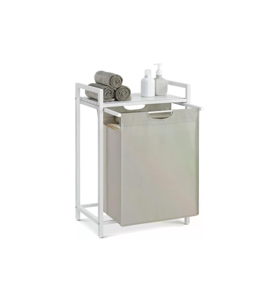VASAGLE - Wäschekorb  mit Ablage 65 l, Weiss