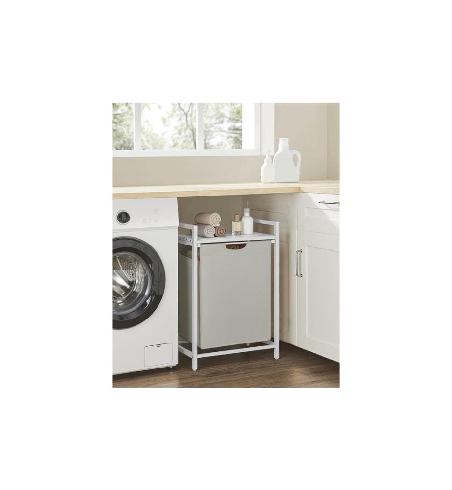 VASAGLE - Wäschekorb  mit Ablage 65 l, Weiss