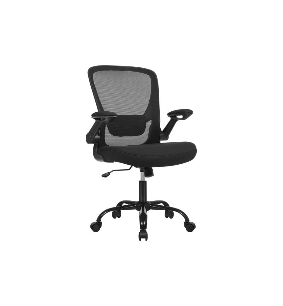 Songmics - Chaise de bureau avec accoudoirs rabattables, noir
