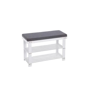 Songmics - Étagère à chaussures avec banc en bambou, Gris/Blanc
