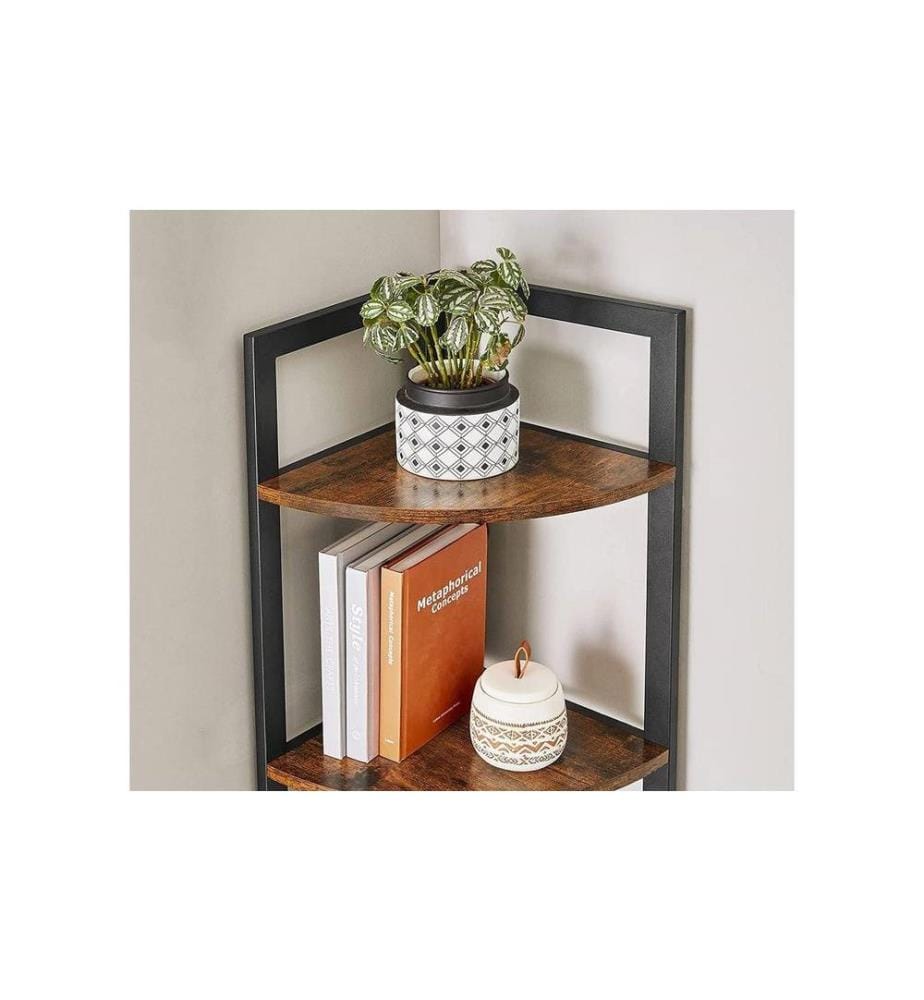 VASAGLE - Regal mit 5 Ablagen 30 x 150 cm, Braun/Schwarz