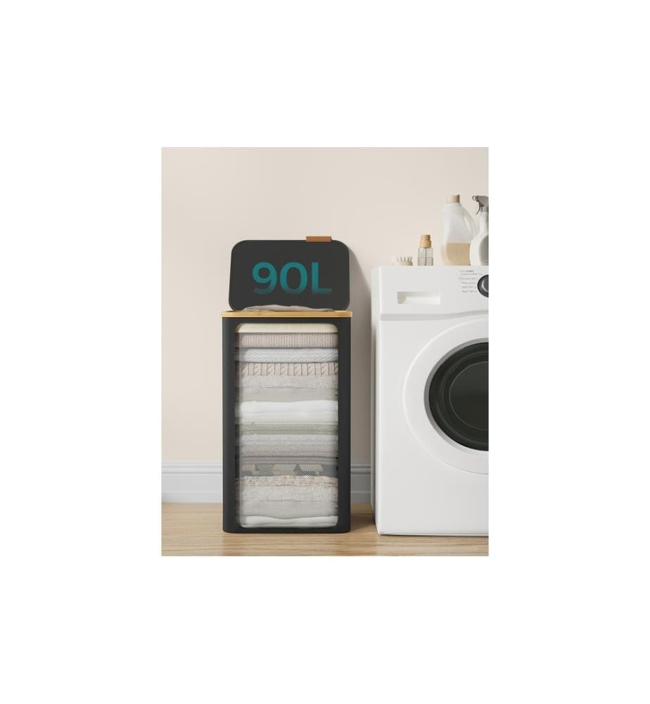 Songmics - Corbeille à linge 90 l, Noir