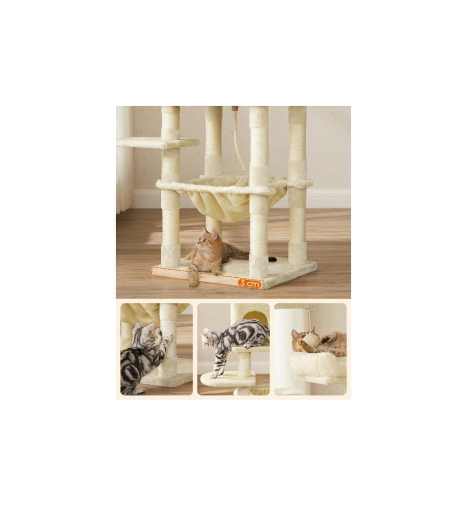 Feandrea - Kratzbaum mit Hängematte 143 cm, Beige