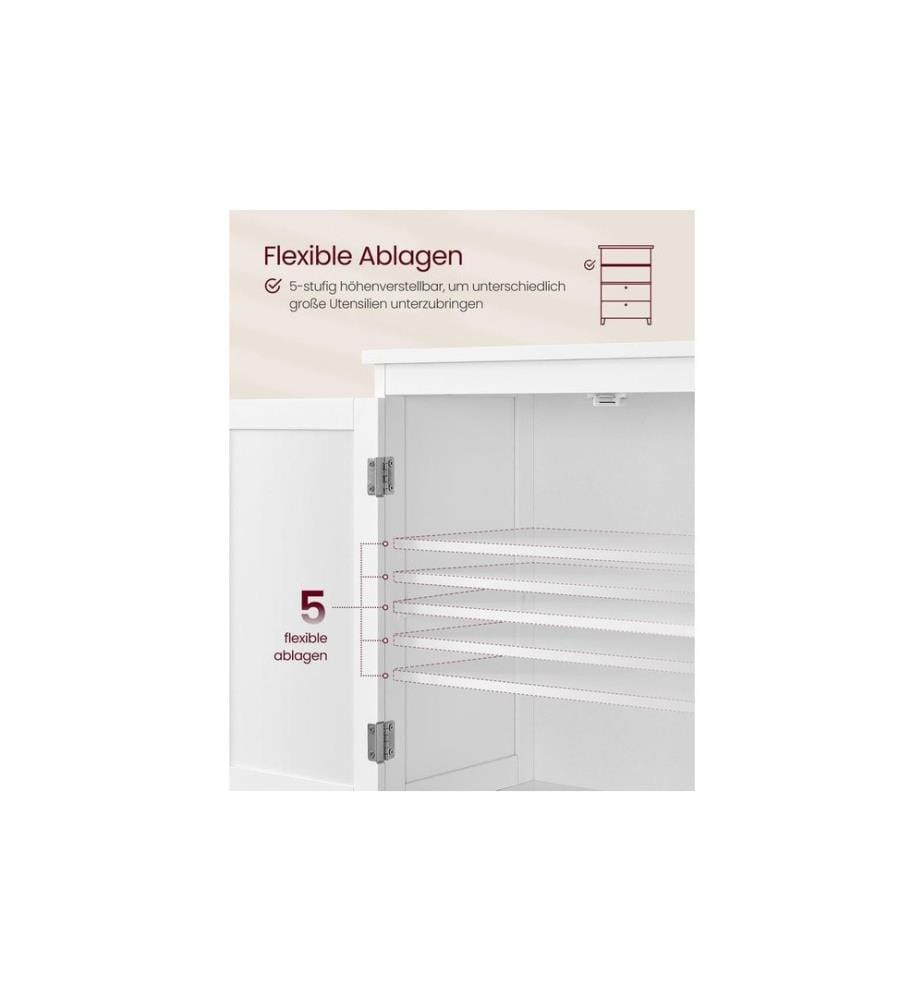 VASAGLE - Vitrine Style maison de campagne 60 x 110 cm, Blanc