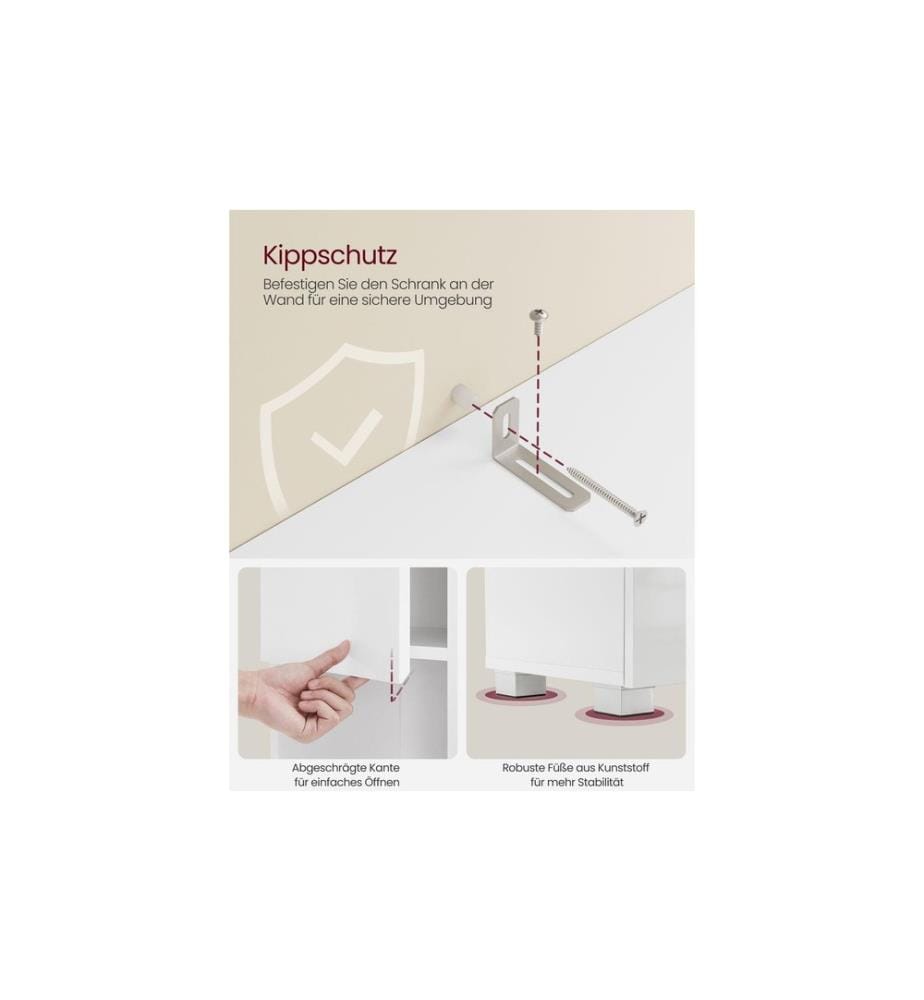 VASAGLE - Badezimmerregal 30 x 170 cm, Weiss