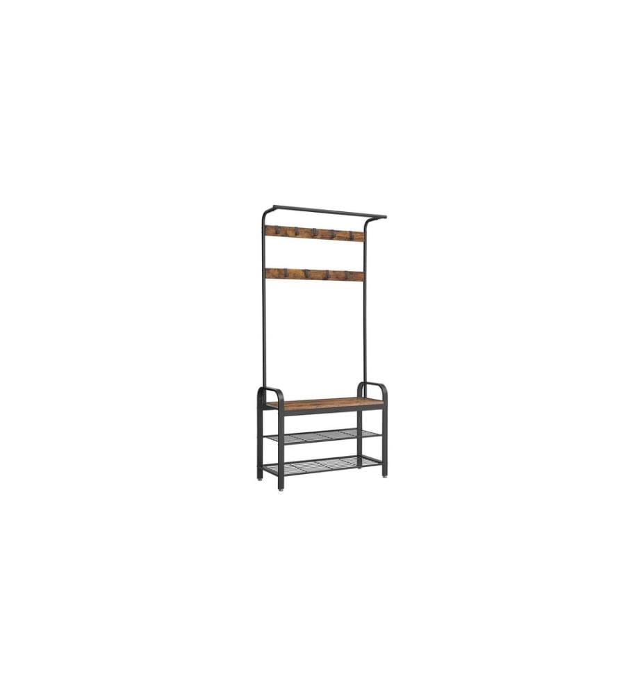 VASAGLE - Wandgarderobe 84 cm x 183 cm, Braun/Schwarz