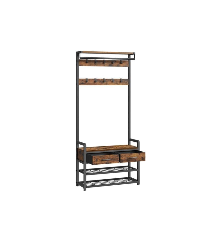 VASAGLE - Garderobe mit Schuhregal 80 cm x 181 cm, Braun