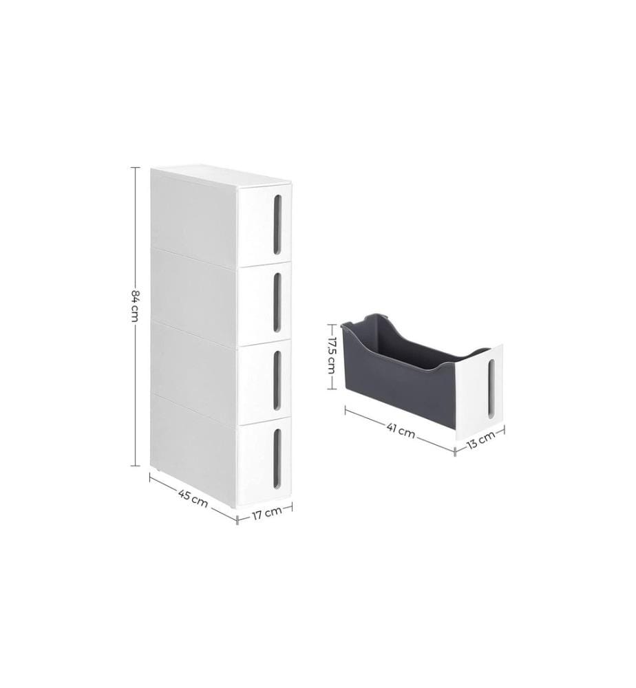 Songmics - Étagère de niche sur roulettes 17 x 83 x 45 cm, Blanc