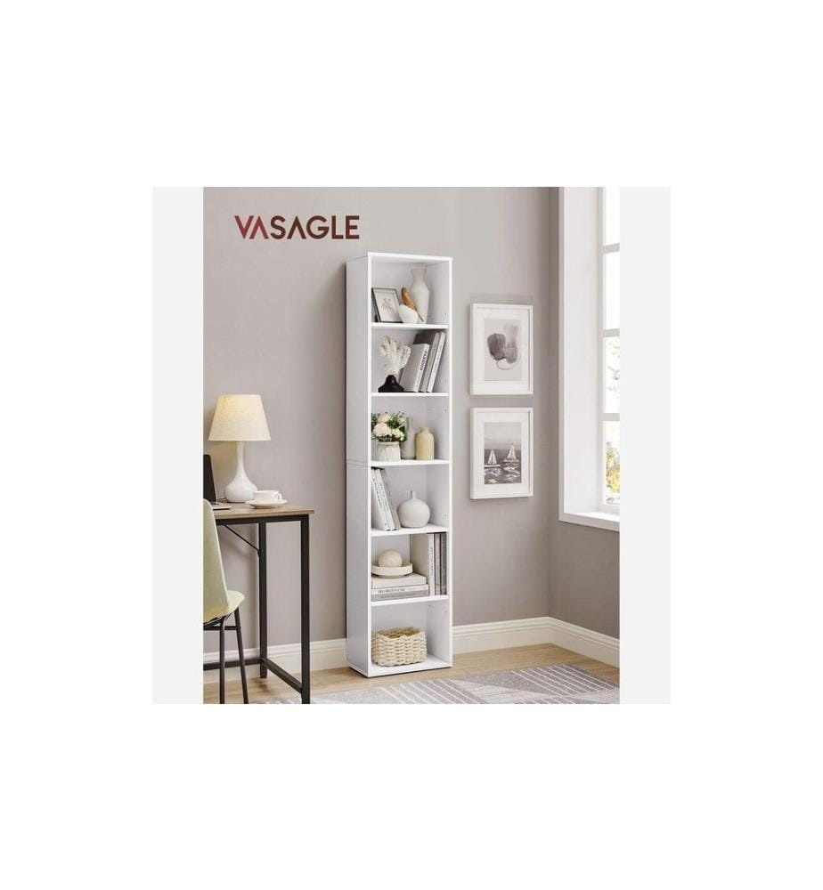 VASAGLE - Étagère 6 étagères 40 x 178.5 cm, Blanc