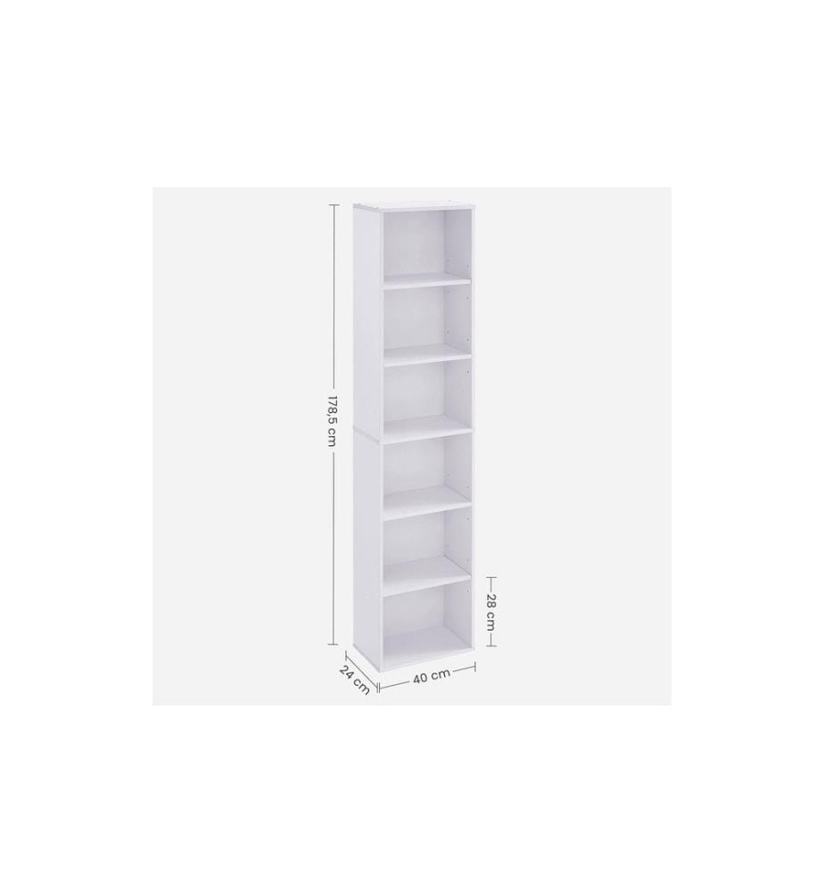 VASAGLE - Étagère 6 étagères 40 x 178.5 cm, Blanc
