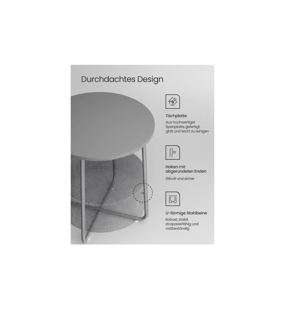 VASAGLE - Table basse 45 x 51 cm, Gris/Noir