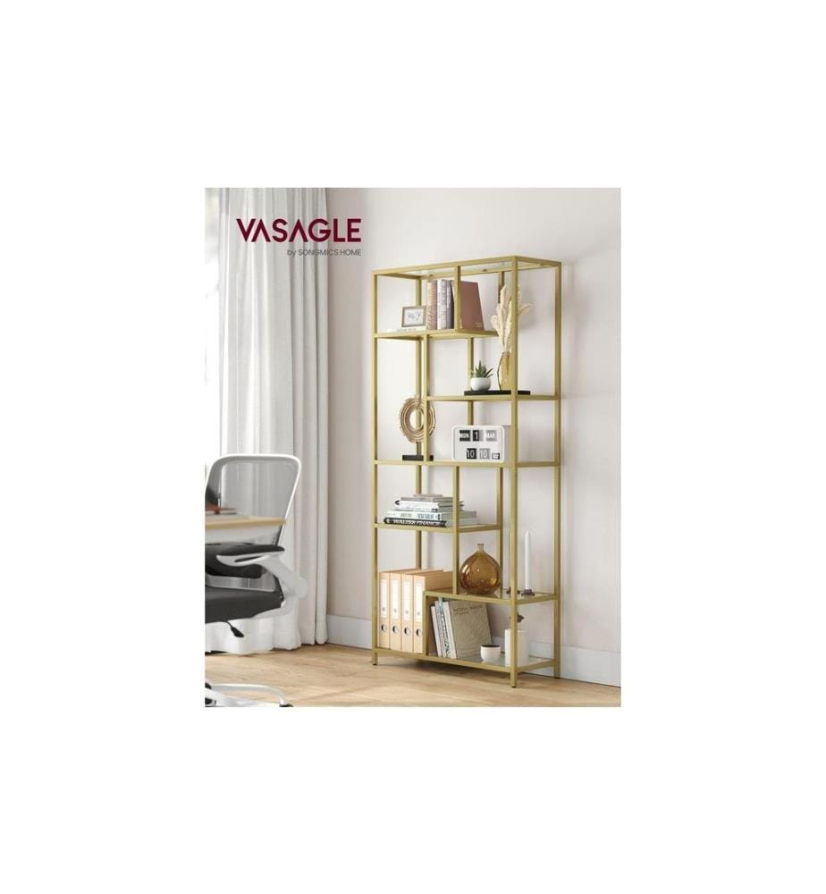 VASAGLE - Regal 6 Ablagen 80 x 180.3 cm, Gold
