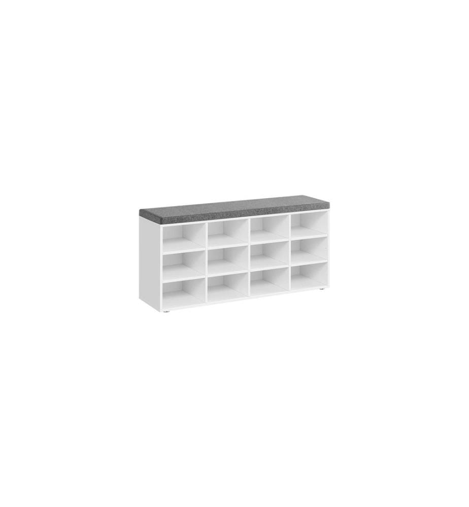 VASAGLE - Armoire à chaussures avec rembourrage 104 x 48 cm, Gris/Blanc
