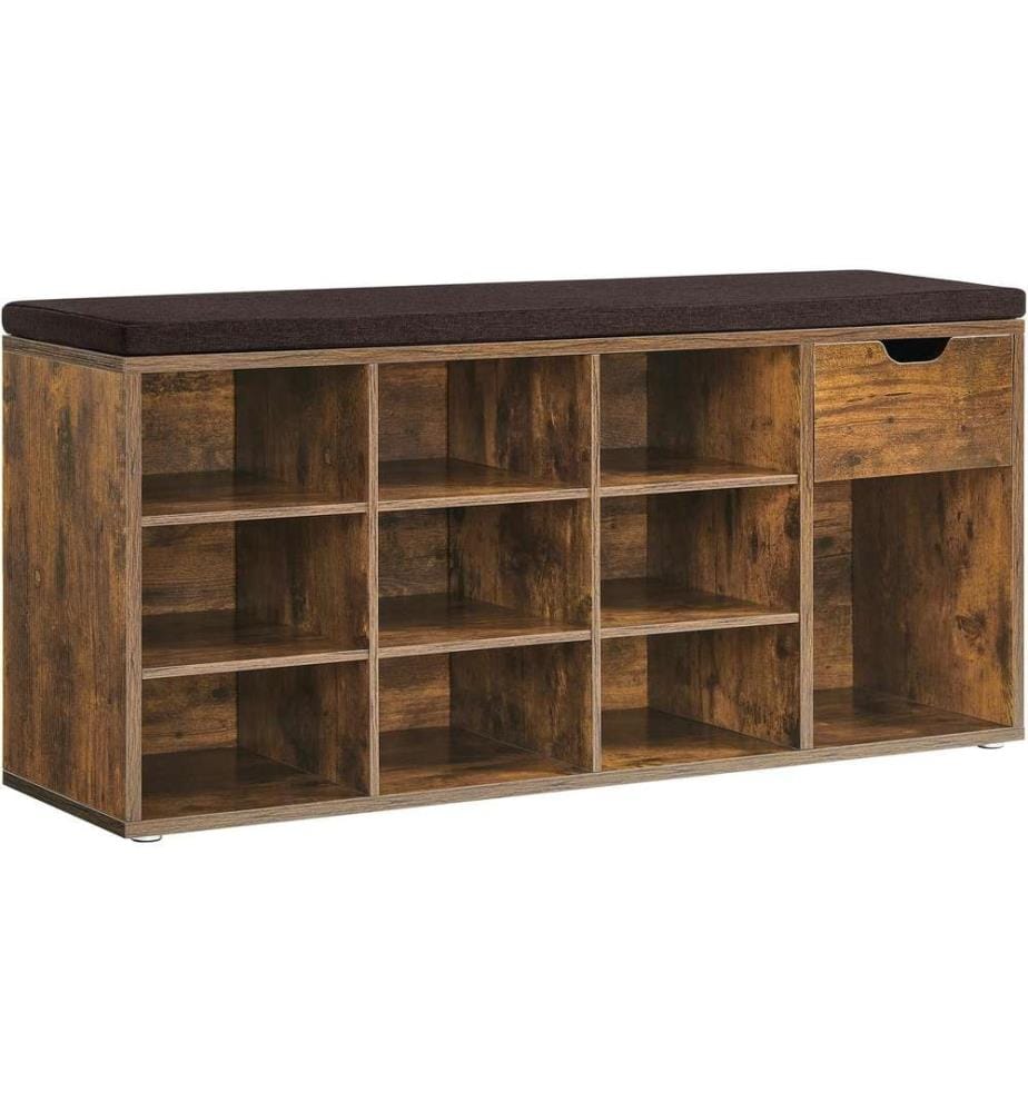 VASAGLE - Schuhschrank mit Polster 104 x 48 cm, Braun