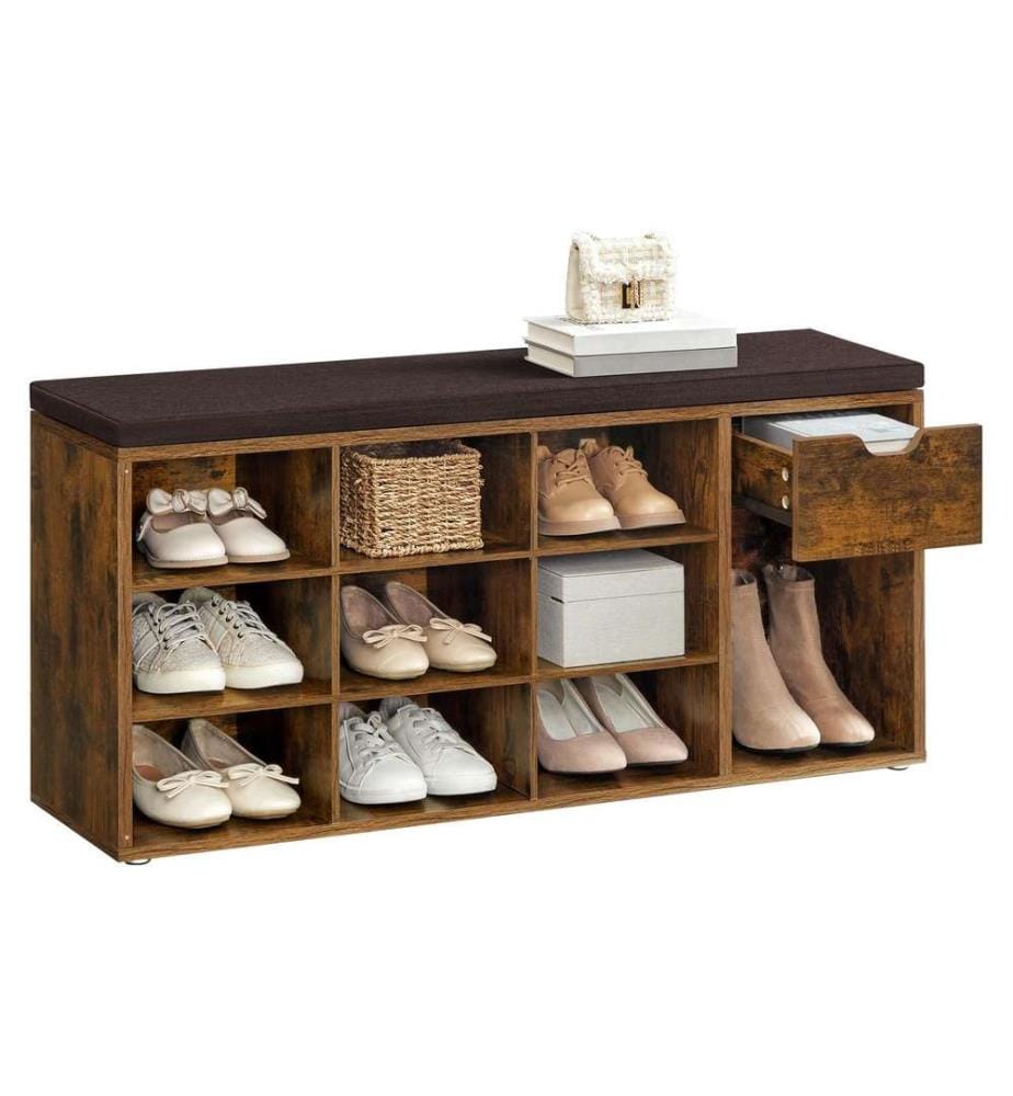 VASAGLE - Schuhschrank mit Polster 104 x 48 cm, Braun