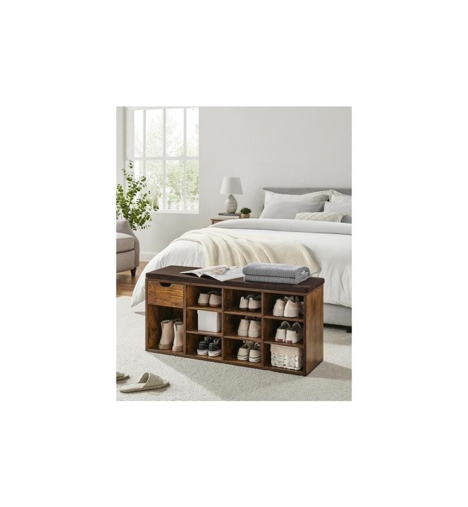 VASAGLE - Schuhschrank mit Polster 104 x 48 cm, Braun