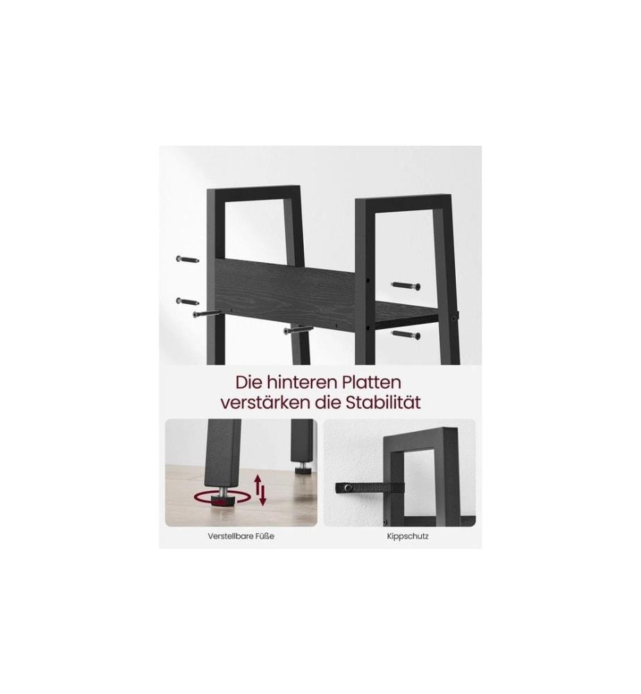VASAGLE - Étagère 5 étagères 33.8 x 170 cm, Noir
