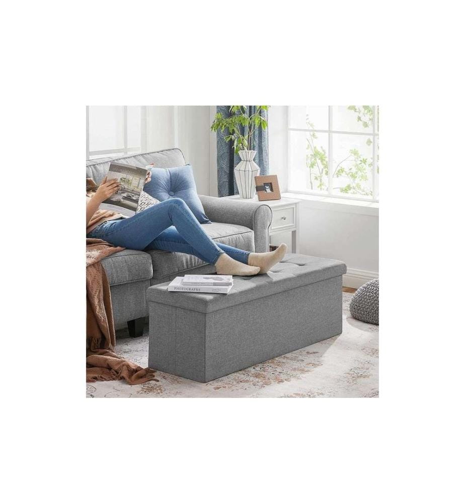 Songmics - Coffre de siège avec rangement 110 x 38 cm,  Gris clair