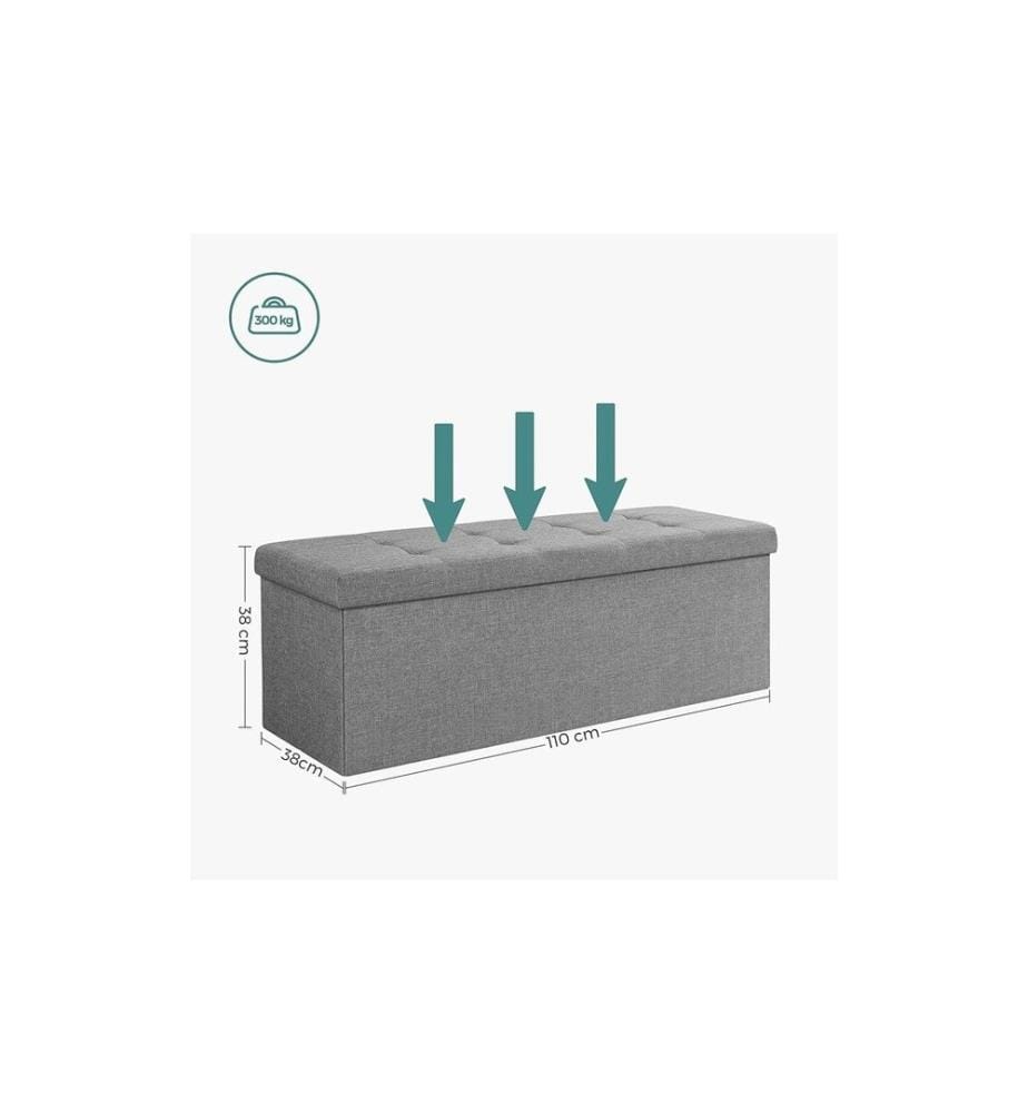 Songmics - Coffre de siège avec rangement 110 x 38 cm,  Gris clair