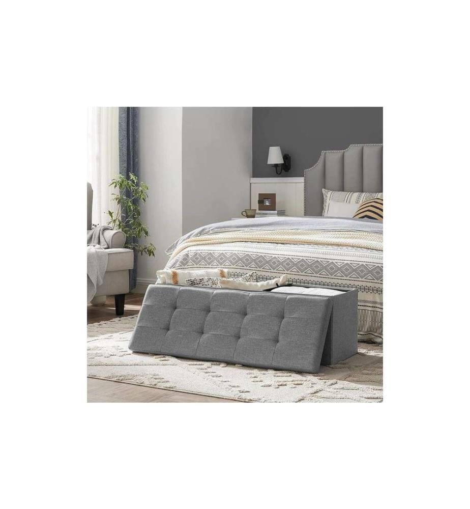 Songmics - Coffre de siège avec rangement 110 x 38 cm,  Gris clair