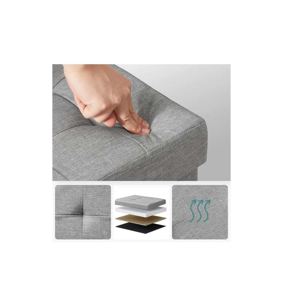 Songmics - Coffre de siège avec rangement 110 x 38 cm,  Gris clair