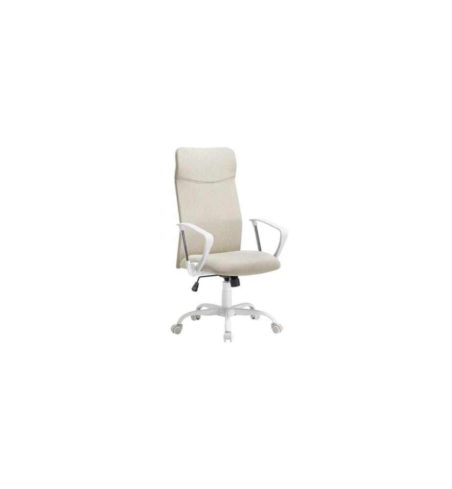 Songmics - Chaise de bureau avec accoudoirs et repose-pieds Beige
