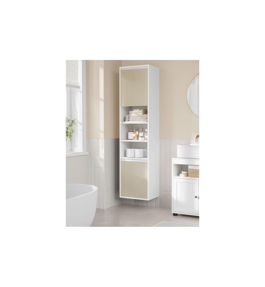 VASAGLE - Commode Bathroom Cabinet, 40 x 160 cm, blanc-beige