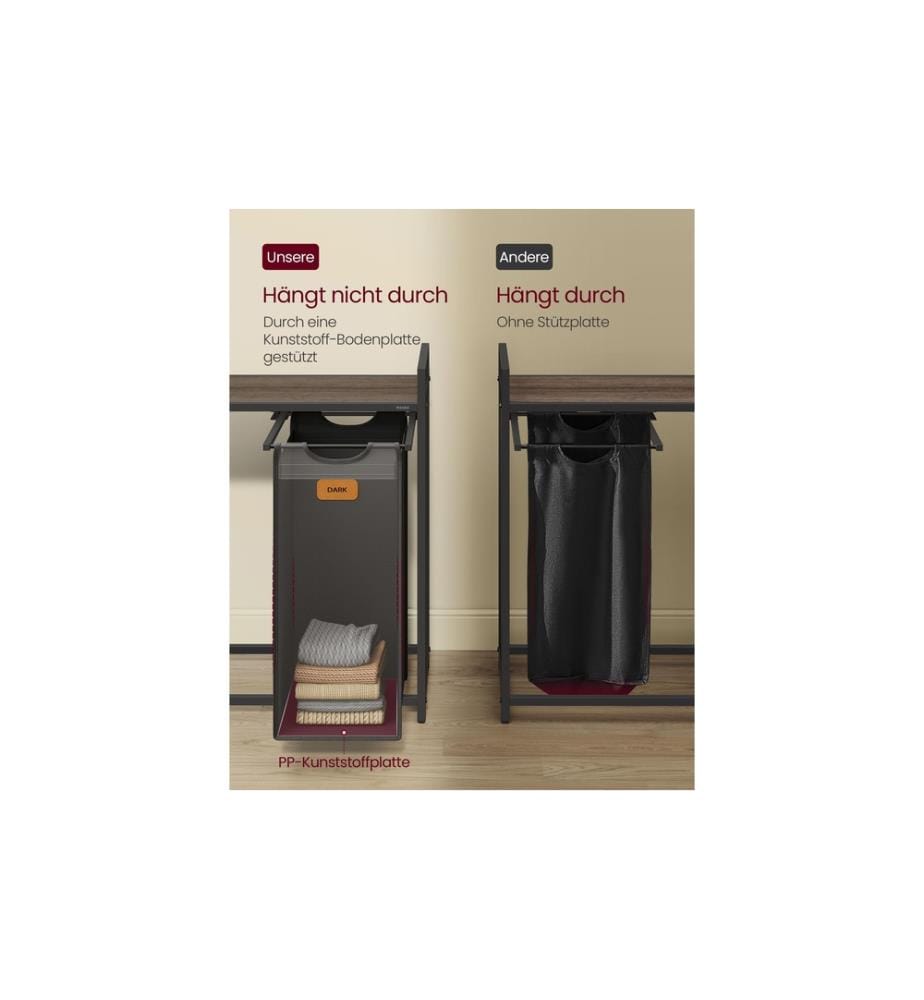 VASAGLE - Wäschekorb  3 x 50 l, Schwarz / Grün