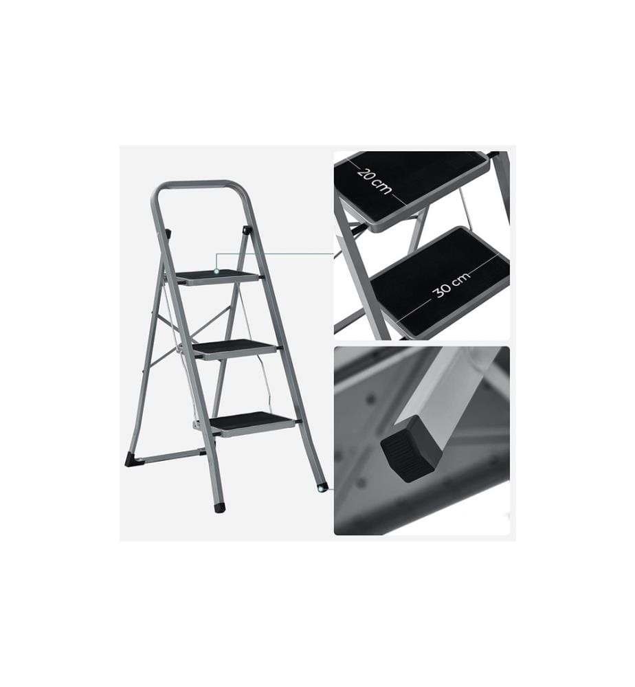 Songmics - Trittleiter Grau-Schwarz