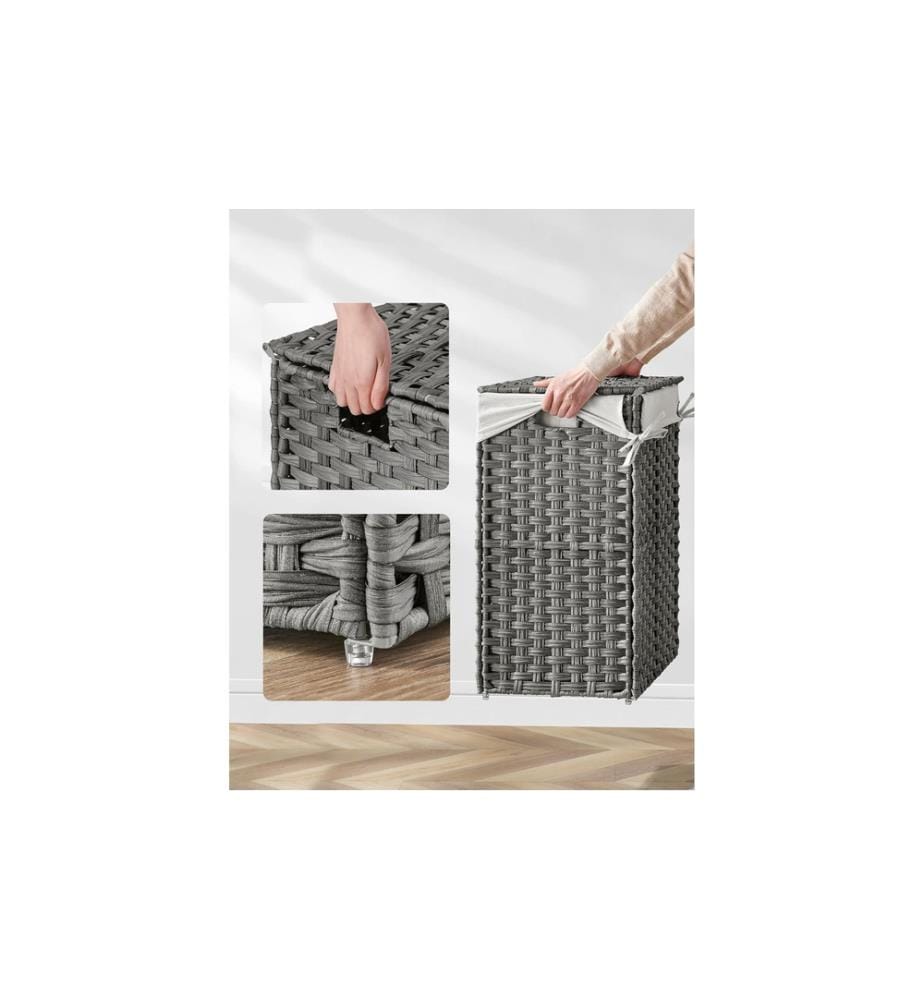 Songmics - Corbeille à linge 90 L, gris
