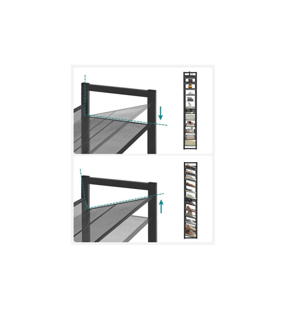 Songmics - Schuhregal 92.3 x 221.4 cm, Schwarz