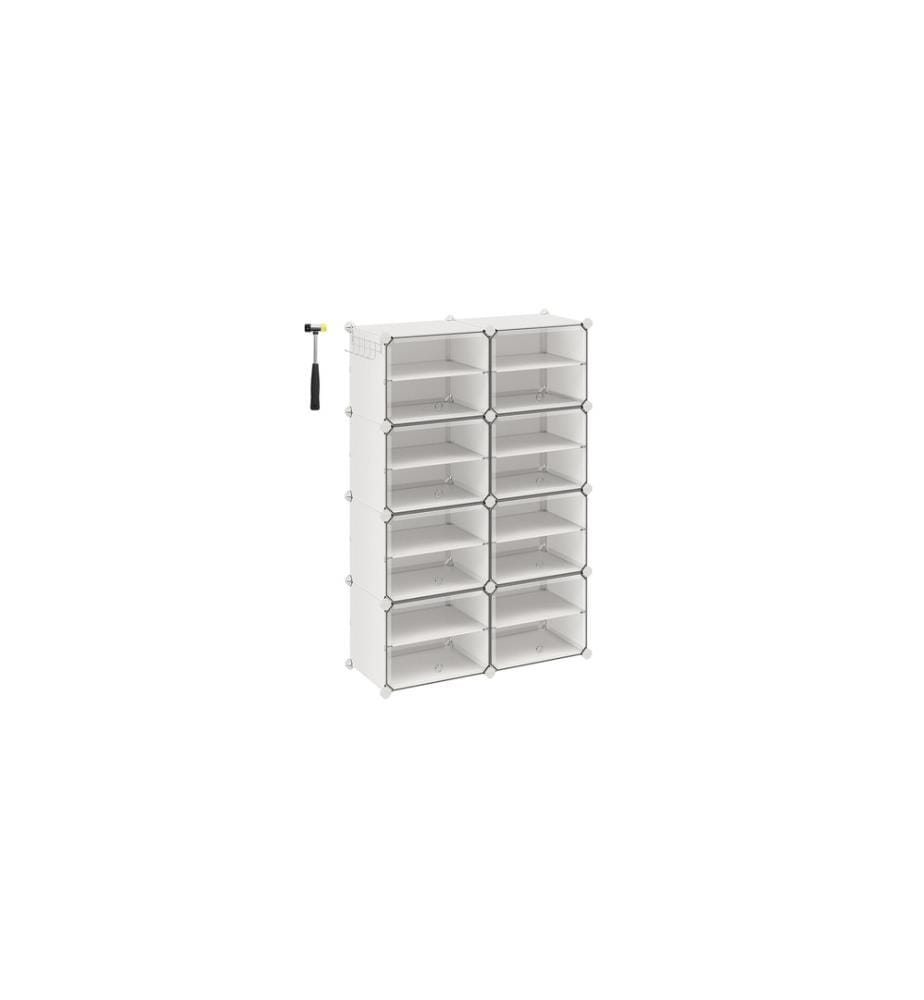 Songmics - Étagère à chaussures Étagère à chaussures 82 x 32 x 122 cm, blanc, lot de 8