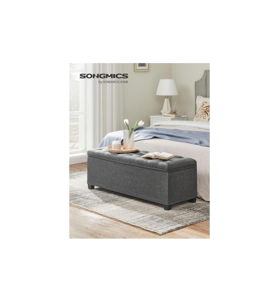 Songmics - Sitztruhe Ottomane mit Stauraum 110 x 40 cm, Grau