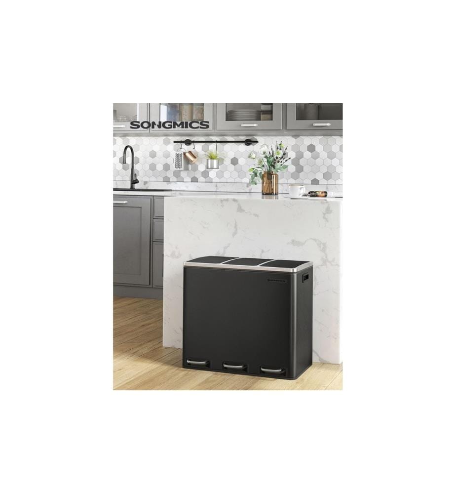 Songmics - Treteimer 3 x 18 L, Schwarz