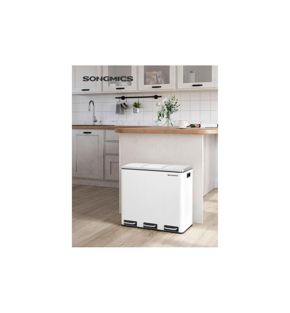 Songmics - Treteimer 3 x 18 L, Weiss