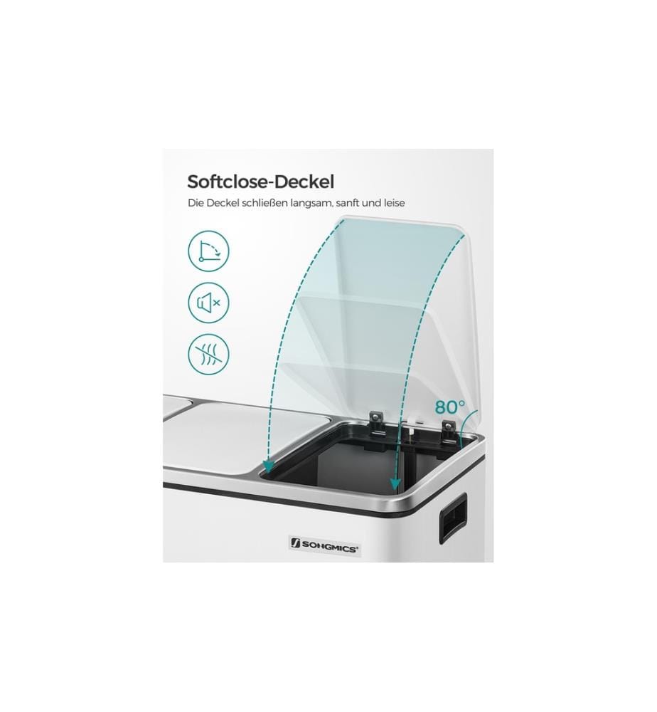 Songmics - Treteimer 3 x 18 L, Weiss