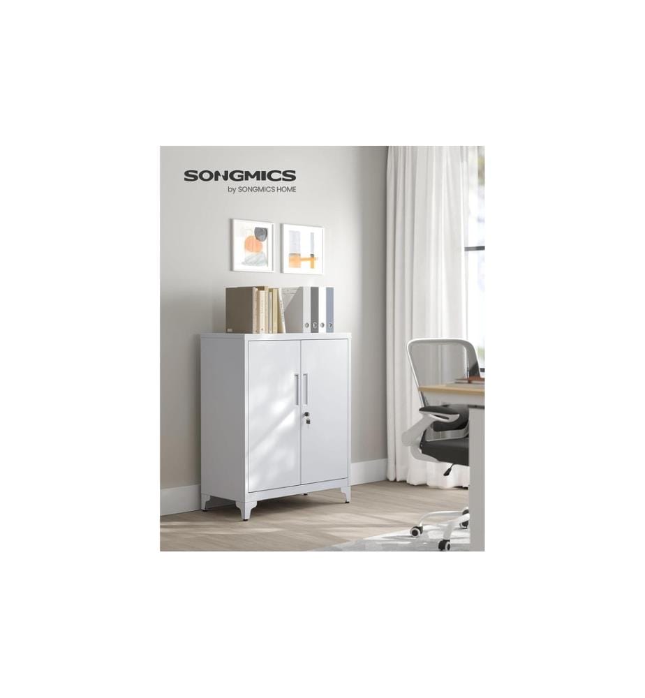 Songmics - Armoire de stockage en métal 40 x 80 x 90 cm, blanc