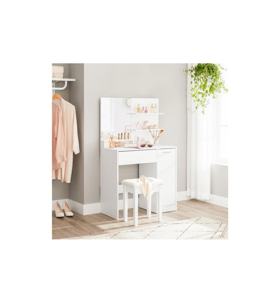 VASAGLE - Coiffeuse 80 x 40 x 132 cm, blanc