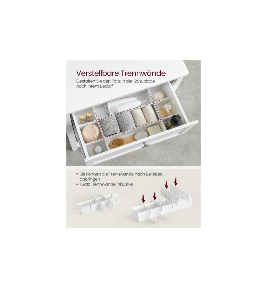 VASAGLE - Badezimmer-Schrank 30 x 80 cm, Weiss